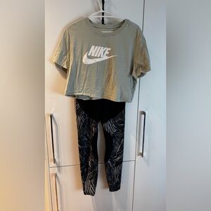 Nike Green Crop and Black and Gray Leggings
